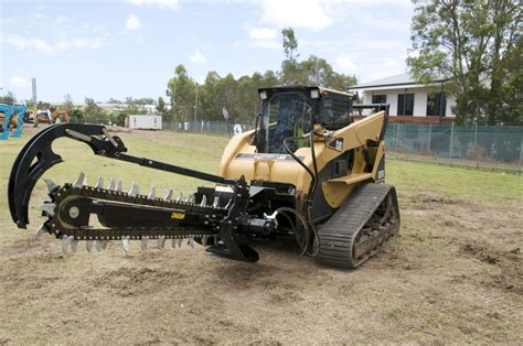 dig trench with skid steer|trencher chain attachment.